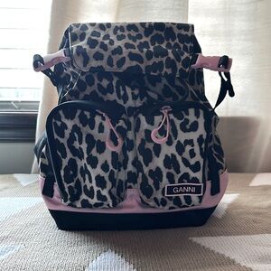 Ganni Leopard Mini Backpack